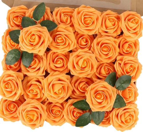 Vista 33 de MACTING 30 PCS Flores Artificiales Rosas Negras y Blancas Flores Falsas con Tallo Rosas de Espuma de Tacto Real para Boda Bola de Besos Ramillete