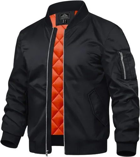 Vista 10 de TACVASEN - Chaqueta bomber para hombre, cortavientos, chaqueta térmica acolchada, abrigada, para invierno