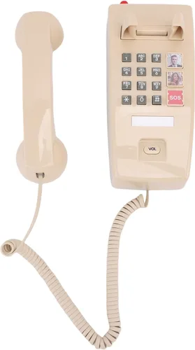 Vista 4 de SUNGOOYUE Retro Wall Phone, Illustrated Speed Dial Function, Home Desk Landline Phone, 3 Level Volume Control, Easy to Use ABS