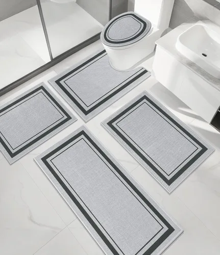 Vista 28 de chakme Juego de 2 alfombras de baño ultrafinas, absorbentes, antideslizantes, lavables a máquina, color beige oscuro, 17 x 24 pulgadas + tapete