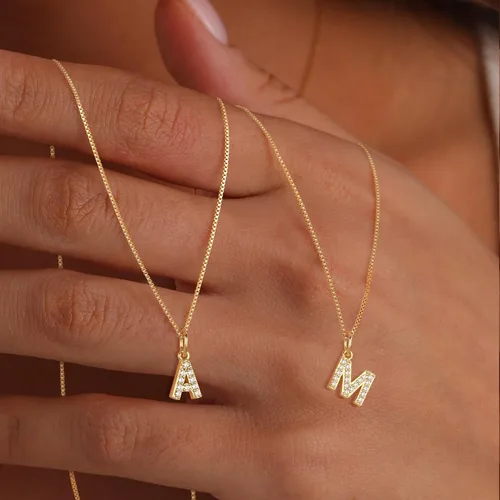 Vista 5 de Foxigrl Dainty Gold Initial Necklaces for Women, Trendy Gold Letter Necklace Tiny A-Z Pendant Choker Necklace Cute Simple Personalized Monogram Name