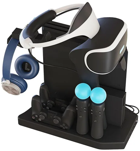 Vista 4 de Skywin PS4 Controller Charger Station - Showcase Cool Charge and Display your PSVR Accessories - Compatible with Playstation PS4 Cooling station PS4