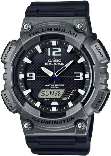 Vista 6 de Casio AQS800W Series Analog Digital Watch 100M WR Solar Powered 1/100 SEC Stop Watch 6-Language Day of The Week Indicator Countdown