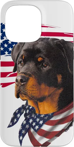 Vista 21 de Funda genial impresionante con la bandera estadounidense para iPhone 16 Rottweiler Dog