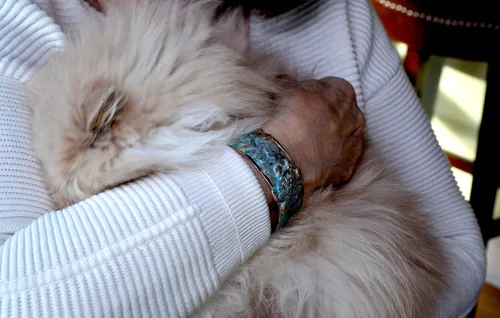 Vista 6 de Pulsera de tobillo de tortuga marina clásica de colección de Elaine Coyne con puño de pátina