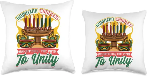 Vista 3 de African American Pride & Kwanzaa by NLTS Kwanzaa Candles Brightening The Path to Unity Product Throw Pillow, 16x16, Multicolor