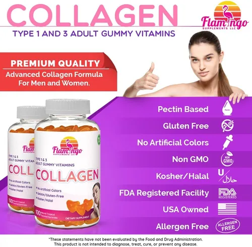 Vista 2 de Gomitas de colágeno, colágeno marino natural para mujeres y hombres, suplementos de colágeno para cabello de piel, uñas, tipo hidrolizado 2 y 1 3