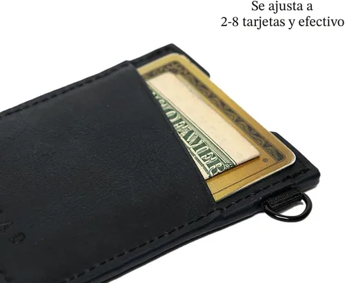 Vista 5 de Thread Wallets Cartera minimalista ultra delgada para tarjetas, Negro, Talla única, Casual