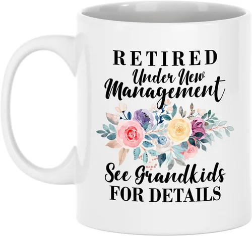 Vista 2 de Taza de jubilación para mujer, taza de feliz jubilación para compañera de trabajo, taza divertida para abuela jubilada de nietos 11 onzas