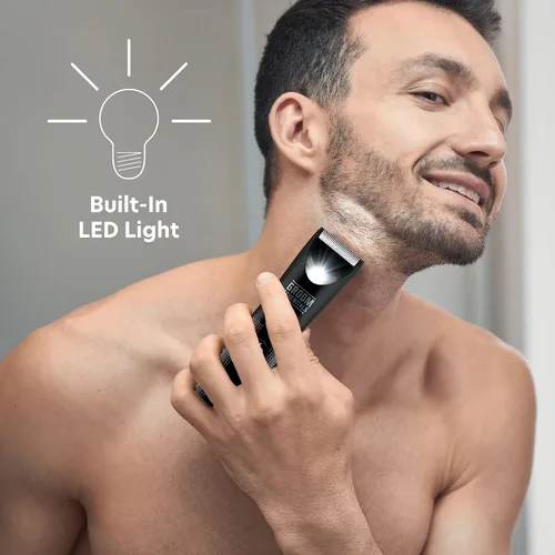 Vista 3 de Groom Essentials - Cortadora de pelo recargable, afeitadora de pelo corporal con cuchillas de cerámica, guía de corte ajustable de 3 ajustes