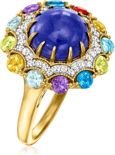 Vista 3 de Ross-Simons Anillo de lapislázuli y piedra preciosa de 1,70 quilates en oro de 18 quilates sobre plata esterlina