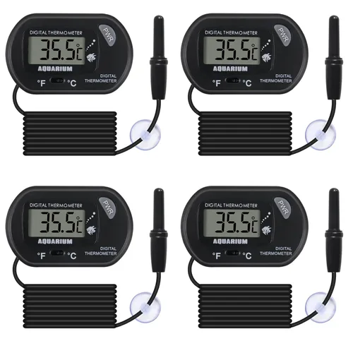 Vista 7 de Termómetro digital para acuario con pantalla LCD grande, termómetro de reptil para vehículo, terrario, pecera, refrigerador