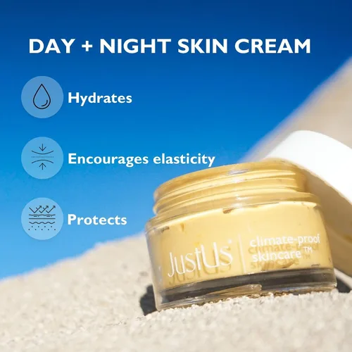 Vista 3 de Just Us Skincare, crema facial avanzada de día y noche para pieles maduras, hidrata profundamente, reafirma y suaviza los signos visibles