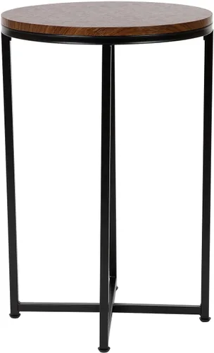 Vista 6 de Flash Furniture Hampstead Collection - Mesa auxiliar moderna con acabado de nogal - Marco negro mate entrecruzado