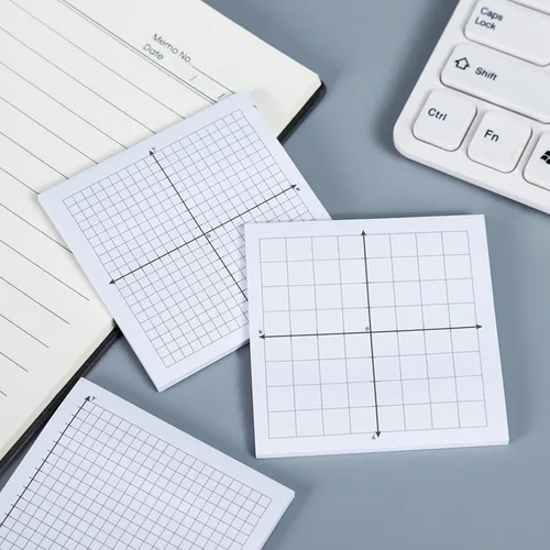 Vista 5 de 6 blocs de papel cuadriculado autoadhesivo, bloc de notas adhesivas, mini bloc de notas forradas para suministros de matemáticas de oficina