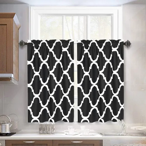 Vista 38 de Melodieux - Cortinas de bolsillo de moda marroquí para cocina, cafetería o baño, pequeñas ventanas