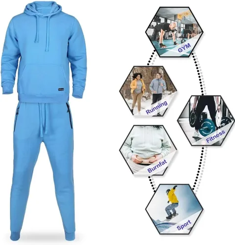Vista 5 de AKsit Conjunto deportivo de 2 piezas con capucha para hombre, conjunto deportivo de moda