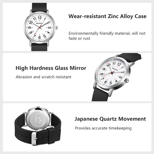 Vista 3 de BOSHIYA Reloj de enfermera, reloj de enfermería para enfermera, profesionales médicos y estudiantes, reloj médico con segunda mano para enfermeras