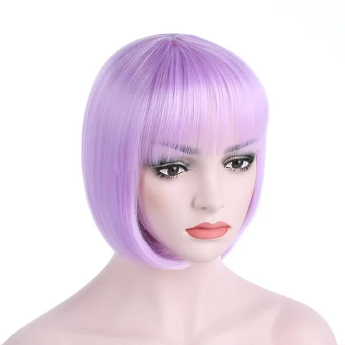 Vista 14 de Onedor - Peluca de cabello corto y recto de 10 pulgadas para cosplay, peluca Bob (Negro)