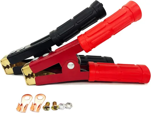 Vista 8 de 4 piezas de abrazaderas de cable de puente Abrazaderas de batería de cocodrilo de cobre puro 100A-500A Abrazaderas de cargador de batería de coche