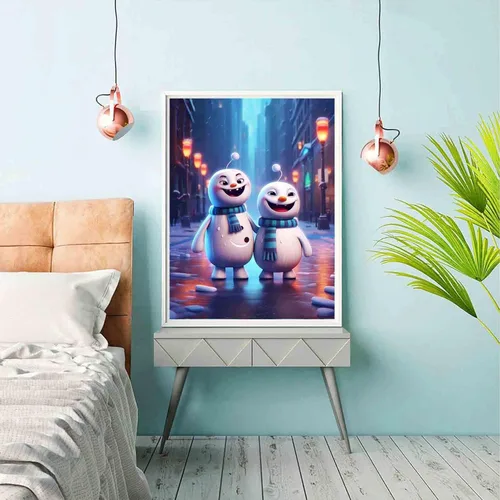 Vista 3 de Reofrey Kits de pintura de diamantes para adultos, muñeco de nieve de Navidad, arte de diamantes de Navidad, taladro completo redondo con diamantes