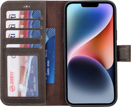 Vista 16 de HARDISTON Funda de piel auténtica hecha a mano compatible con iPhone 11 Pro de 5.8 pulgadas, funda magnética desmontable con tarjeteros - bordes