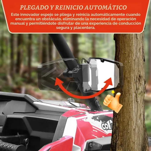 Vista 2 de SHEJISI Espejos laterales UTV, espejo UTV plegable y restablecimiento automático en caso de colisión, se adapta a barras antivuelco de 1.5 a 2