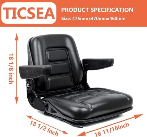 Vista 3 de Asiento universal de la carretilla elevadora, asiento del tractor con microinterruptor,Apoyabrazos para tractor,Excavadora Skid Loader