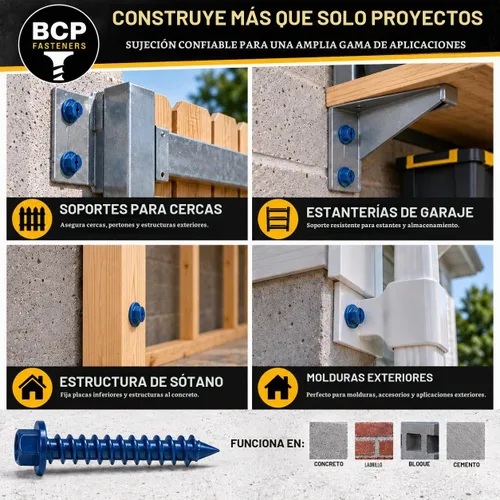 Vista 6 de BCP Fasteners Tornillos para hormigón con punta de diamante de cabeza