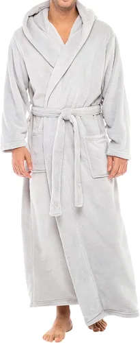 Vista 11 de Alexander Del Rossa Bata de baño de vellón afelpado suave, con capucha, para hombre, bata larga y cálida Verde militar