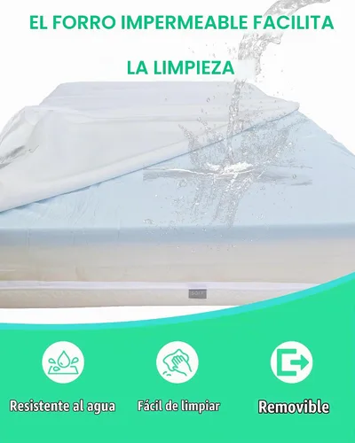 Vista 4 de Mecc ecoh Mini colchón para cuna – Funda transpirable de bambú impermeable, colchón de espuma viscoelástica refrescante, soporte fuerte de doble