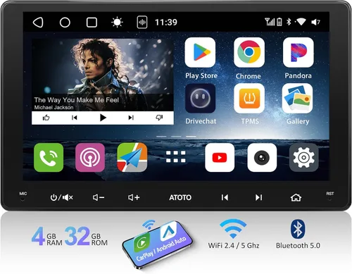 Vista 9 de S8 8-Core 4G+32G Estéreo de Coche Android Doble DIN, 4G LTE, WiFi/BT/USB Tethering, Pantalla Táctil QLED Inalámbrica de 7 Pulgadas CarPlay Android
