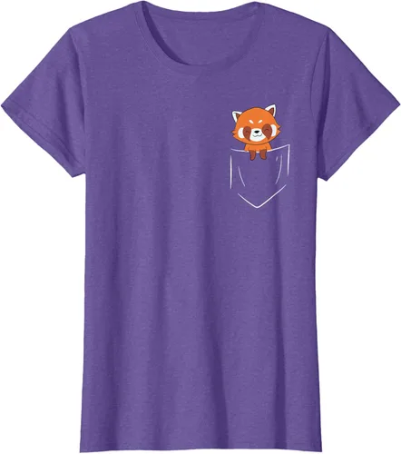 Vista 24 de Funny Red Panda In Pocket - Camiseta con bolsillo, Negro, S