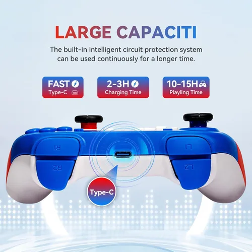 Vista 7 de FLIEEP Controlador de interruptor inalámbrico para Nintendo SwitchSwitch OLEDSwitch Lite con botón macro, función turbo de 3 niveles, vibración