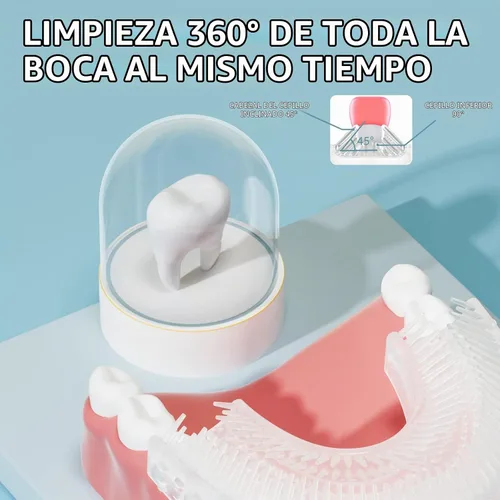 Vista 8 de Cepillo de dientes eléctrico en forma de U para niños, dinosaurio sónico, de boca completa, con 4 cabezales de cepillo suave, automático, 6 modos