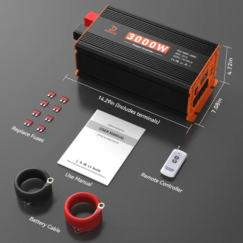 Vista 9 de Inversor de corriente de 3000 W de 12 V CC a 110 V/120 V CA convertidor para RV/camión/barco/campamento/inversor de energía solar fuera de la red
