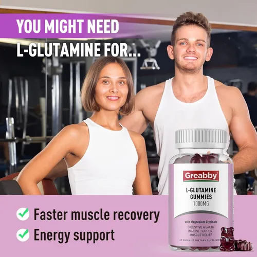 Vista 6 de L Glutamine - Gomitas de 1000 mg, alivio muscular y apoyo inmunológico, suplemento de aminoácidos con glicinato de magnesio, veganas y sin OMG, sin