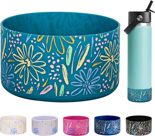 Vista 41 de WK IEASON Base protectora de silicona para botellas Hydro Flask de 12 a 24 onzas de ancho y boca estándar, funda antideslizante para accesorios de 2