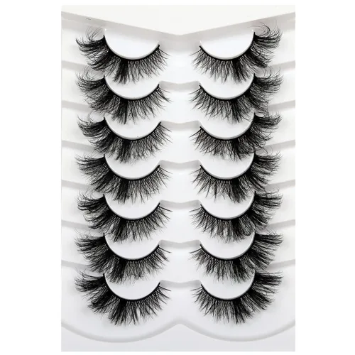 Vista 104 de Pooplunch - Pestañas postizas estilo ojo de gato, extensión de volumen 8D natural, finas, cortas, de visón sintético, tiras de pestañas postizas