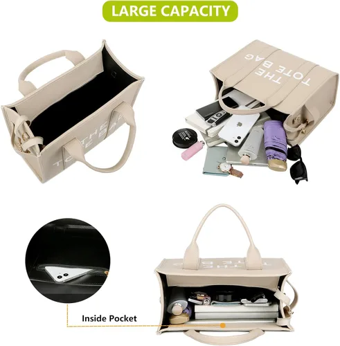 Vista 6 de Taiuloo The Tote Bag para mujer, bolso de mano de cuero con cremallera, bolsa de hombro para mujer, bolsa cruzada para oficina, viajes