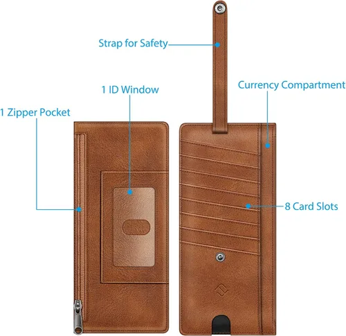 Vista 5 de FINTIE Cartera Delgada Porta Tarjetas de Crédito Monedero, Estuches para Tarjetas de Negocios con Bloqueo RFID y Bolsillo con Cremallera