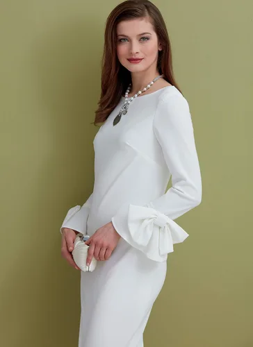 Vista 3 de Vogue V9325E5 - Vestido ajustado con forro para mujer, tallas 14-22, color blanco