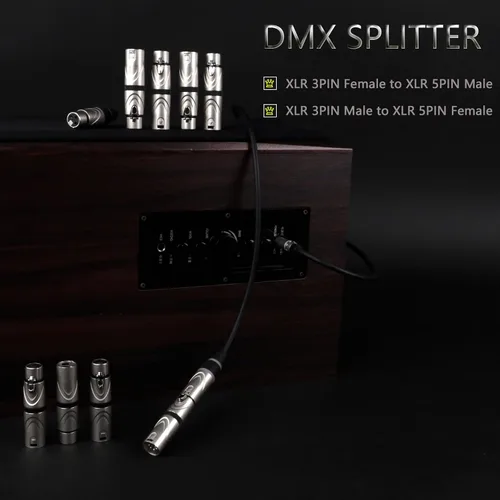 Vista 2 de Adaptador XLR macho a hembra, 3PIN a 5PIN - Divisor de extensión de micrófono de audio DMX
