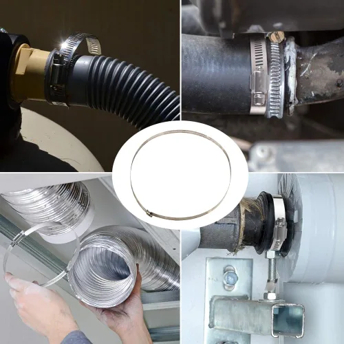 Vista 2 de 4 clips de manguera de metal de gran tamaño, abrazaderas de conducto de acero inoxidable, abrazaderas de tubería de 23.6 pulgadas, abrazaderas