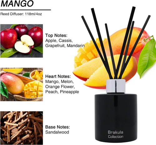 Vista 2 de Brakula Juego de difusor de varillas – Difusor perfumado de mango de 4 onzas líquidas, 6 varillas, 4.0 fl oz para fragancia del hogar y decoración