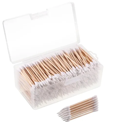 Vista 8 de Norme 500 hisopos de limpieza de pistola de 3 pulgadas, hisopos largos de algodón en caja de almacenamiento, punta larga puntiaguda con brotes