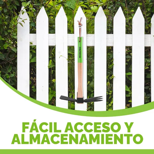 Vista 9 de WORKPRO Azada y Cultivador Rastrillo de Jardín con Mango de Madera de 14", Hoja de Azada Afilada y Cultivador Resistente de 3 Garras, Herramientas