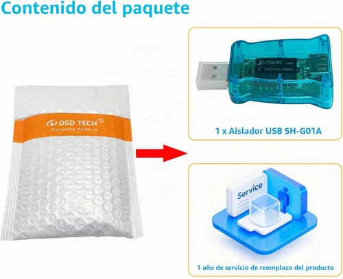 Vista 8 de DSD TECH Aislador USB SH-G01A con chip ADUM3160 12M