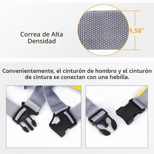 Vista 4 de Jolik Arnés de seguridad para motocicleta infantil con hebilla 4 en 1 material transpirable en amarillo