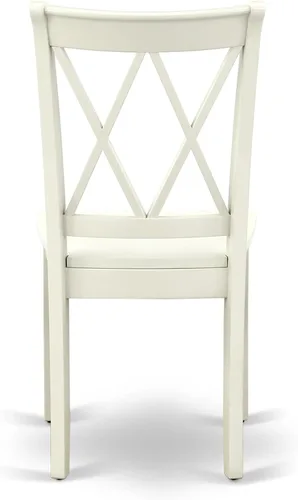 Vista 9 de East West Furniture ANCL3-LWH-W - Juego de mesa de cocina de 3 piezas para espacios pequeños contiene una mesa de comedor redonda con pedestal y 2
